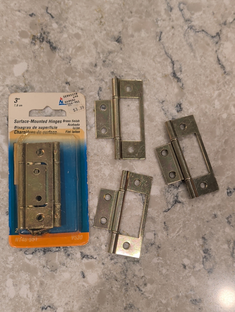 Surface-Mounted Hinges - Brass Finish